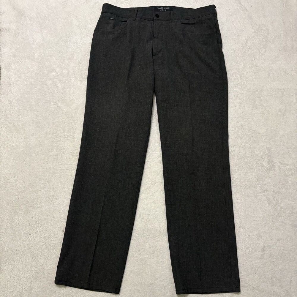 ALBERTO CERAMICA Men's Comfort Fit Flat Front Straight Dress Pants 54 Gray